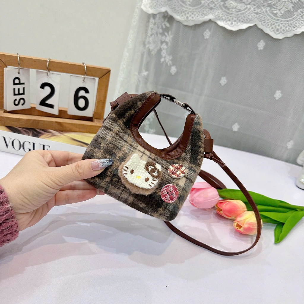 Túi xách nữ mini túi đeo chéo caro phối hình mèo dễ thương, dáng nhỏ gọn nhẹ, đi chơi dạo phố xinh Uyên Store DK085 | BigBuy360 - bigbuy360.vn