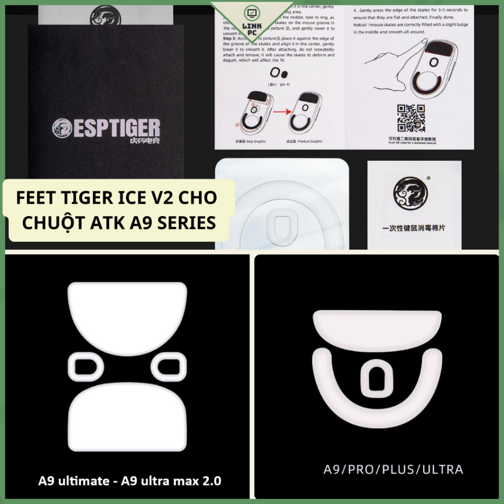 Tấm Feet chuột - Mouse feet Tiger Ice v2 feet chuột ATK ATK A9 Series (A9/SE/Plus/PRO/Ultra) - Ultra
