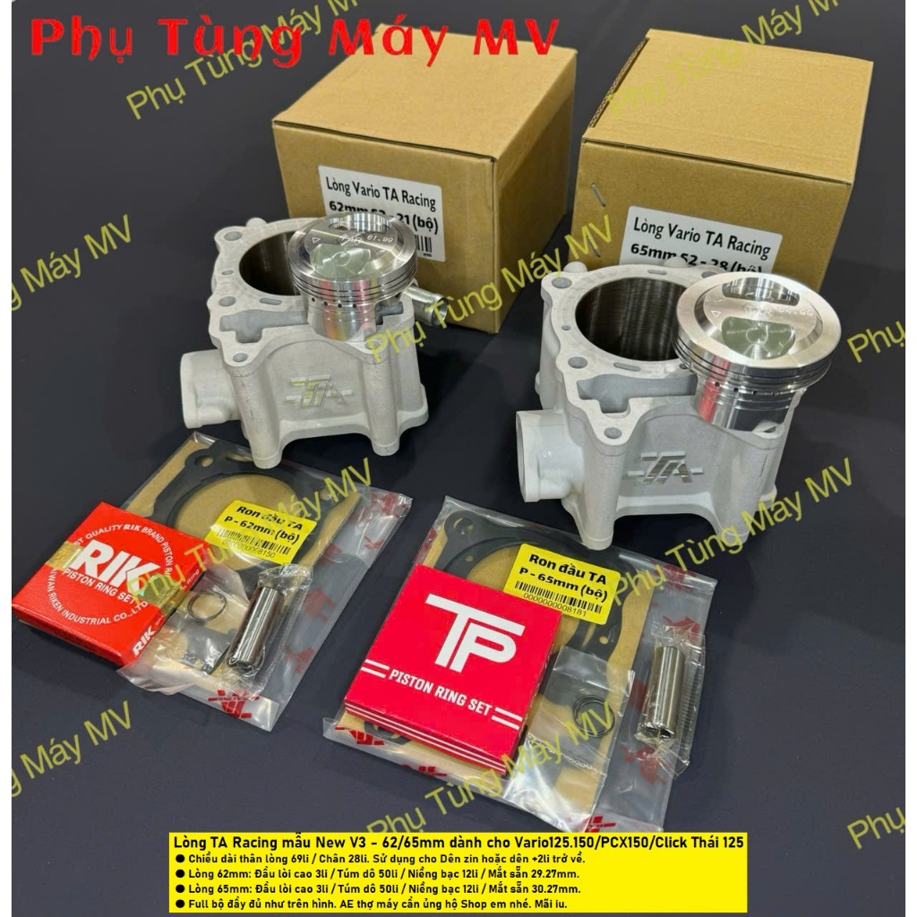 Lòng TA Racing mẫu New 62.65mm dên zin dành cho xe Vario125.150/Click Thái 125/PCX150