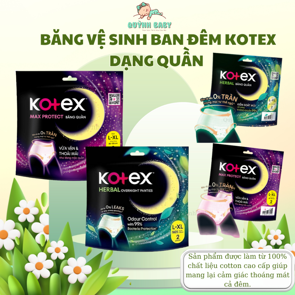 Băng vệ sinh Kotex dạng quần Herbal - gói 2 quần