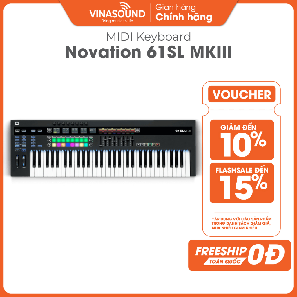 MIDI Keyboard Novation 61SL MKIII Chính Hãng | Controller 61 Phím Semi-Weighted Tích Hợp Sequencer &