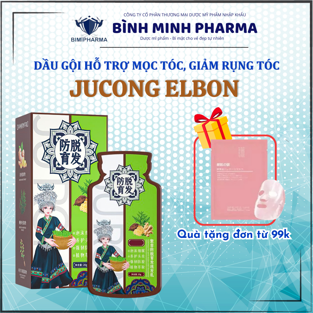 Dầu gội kích mọc tóc JUCONG ELBON - Hộp 10 gói dầu gội JUCONG ELBON chống rụng tóc, kích thích tóc m