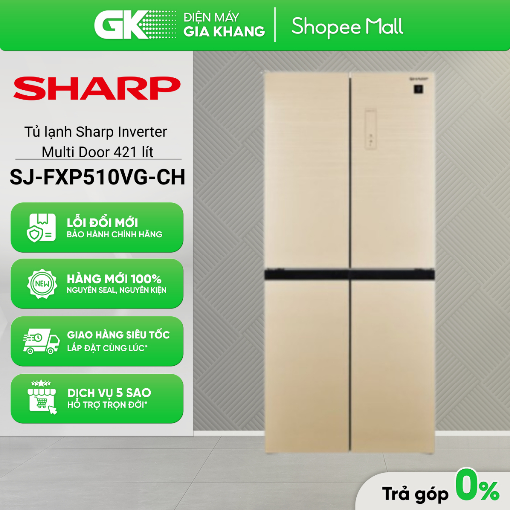 Tủ Lạnh Sharp Inverter Multi Door 421 Lít SJ-FXP510VG-CH [Freeship HCM]