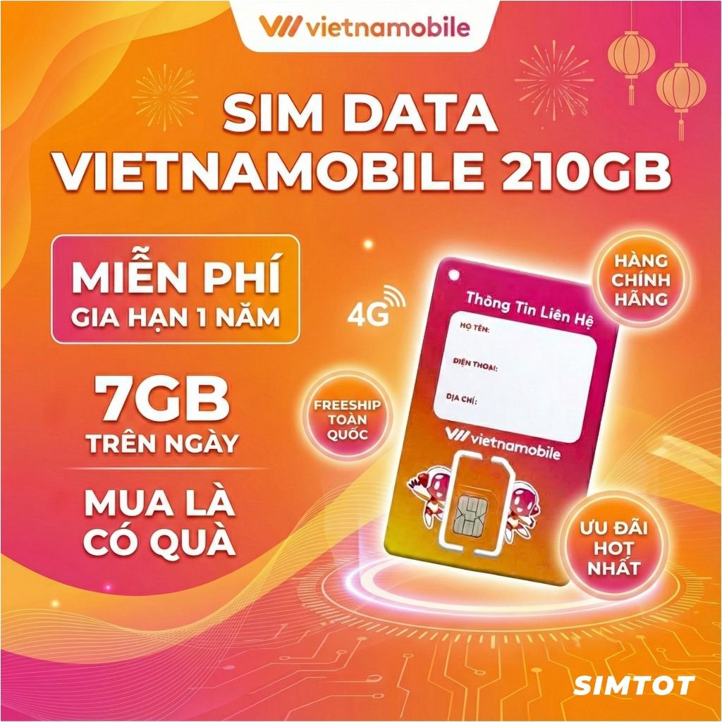 [FREE 365 NGÀY] SIM 4G Vietnamobile 365D MAX DATA – 210 GB THẢ GA MỖI THÁNG