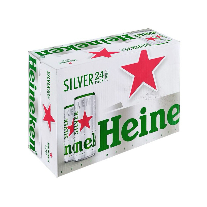 HỎA TỐC HCM - Thùng 24 lon bia Heineken Bạc cao 330ml/lon - ĐỘ CỒN 4% - Heineken Silver DATE MỚI