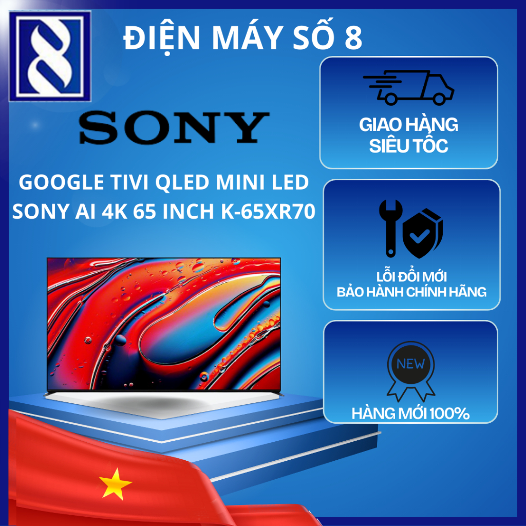 Điện Máy Số 8 | K-65XR70 | Google Tivi QLED Mini LED Sony AI 4K 65 inch K-65XR70 - Chính Hãng
