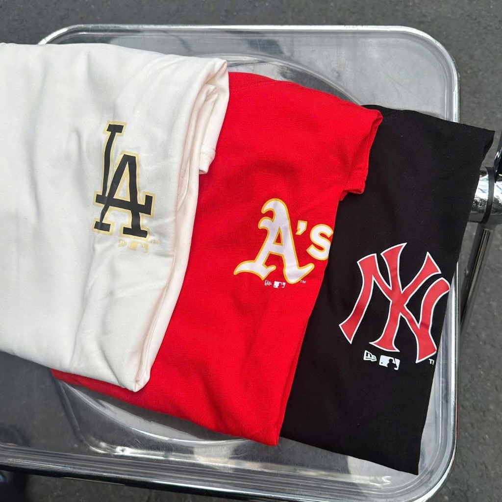 New era – pack 3 áo new era , ny in viền, 3 màu đỏ , đen, trắng