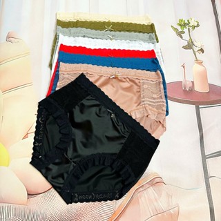  Combo 5 - 10 Quần Lót Nữ Su Lụa Satin Quần Lót Su Lụa Viền Ren Cạp Cao Tàng Hình Mềm Mịn 38-89kg 