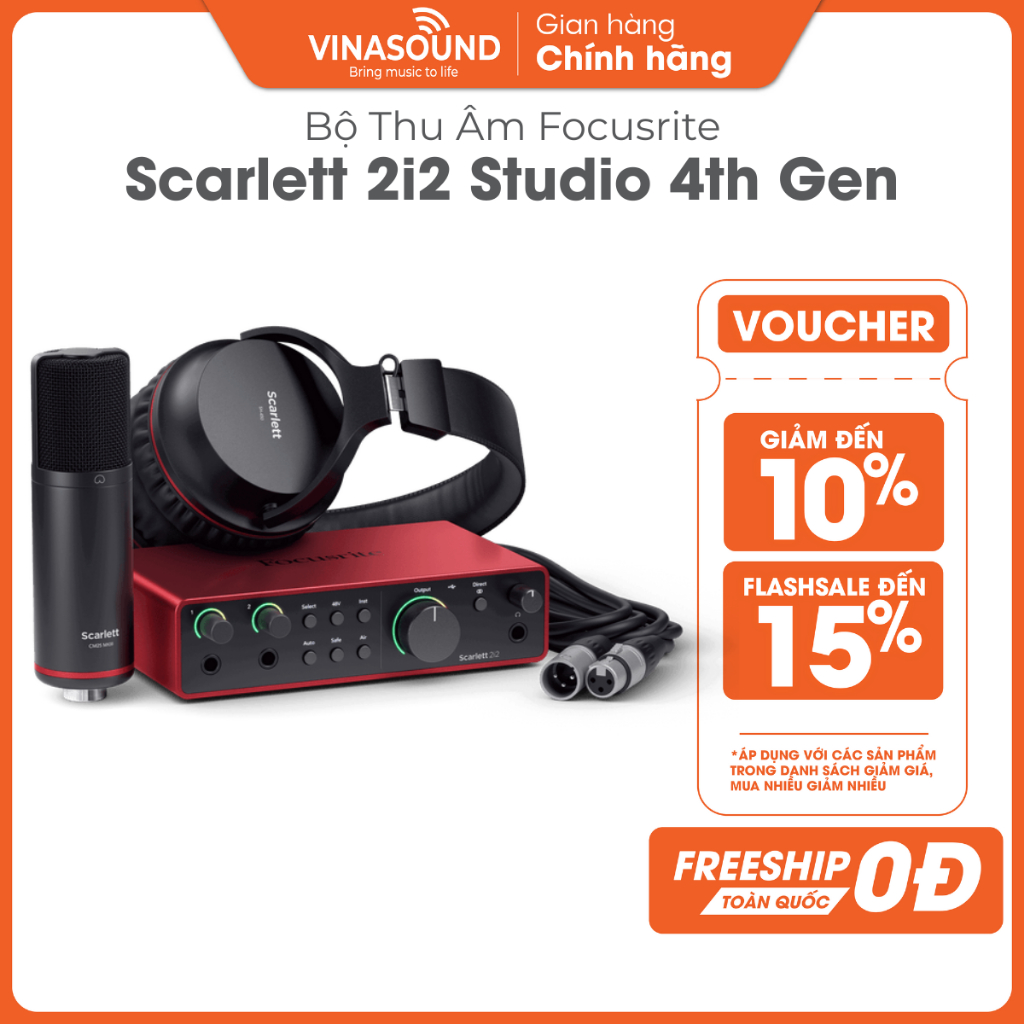 Bộ Thu Âm Focusrite Scarlett 2i2 Studio 4th Gen Chính Hãng | Combo Interface, Micro & Tai Nghe Cho V