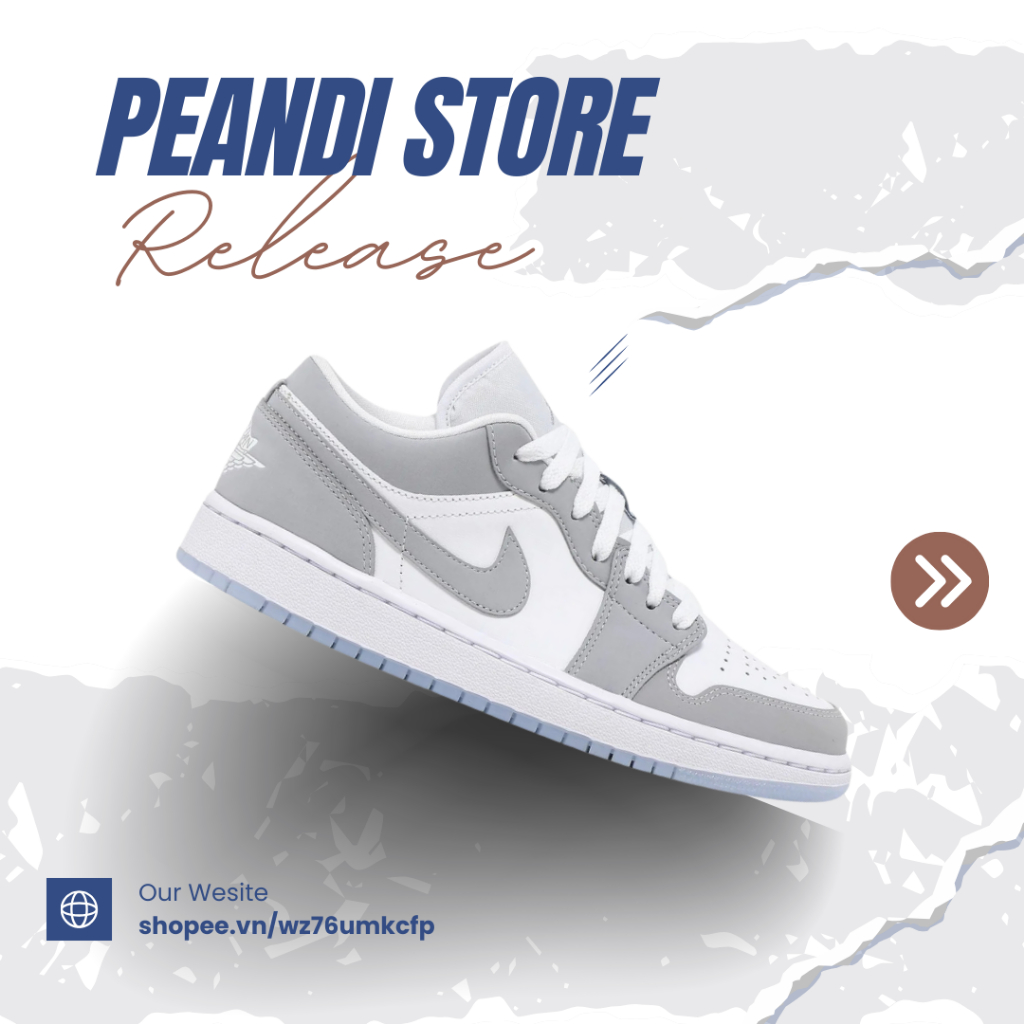 [ Chính Hãng ] Giày Jordan 1 Low White Wolf Grey, Giày Thể Thao Nam Nữ Full Box