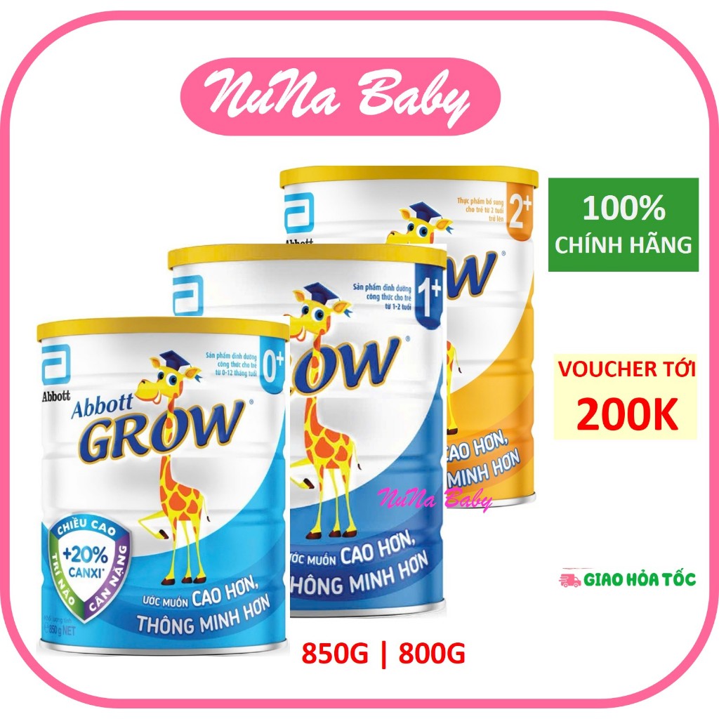 Sữa bột Abbott Grow số 0+ 1+ 2+ lon 850g / 800g date 2027