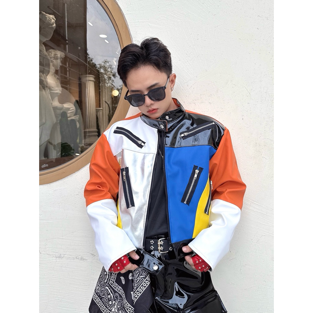 Áo khoác da croptop  2zip jacket KELSHOP