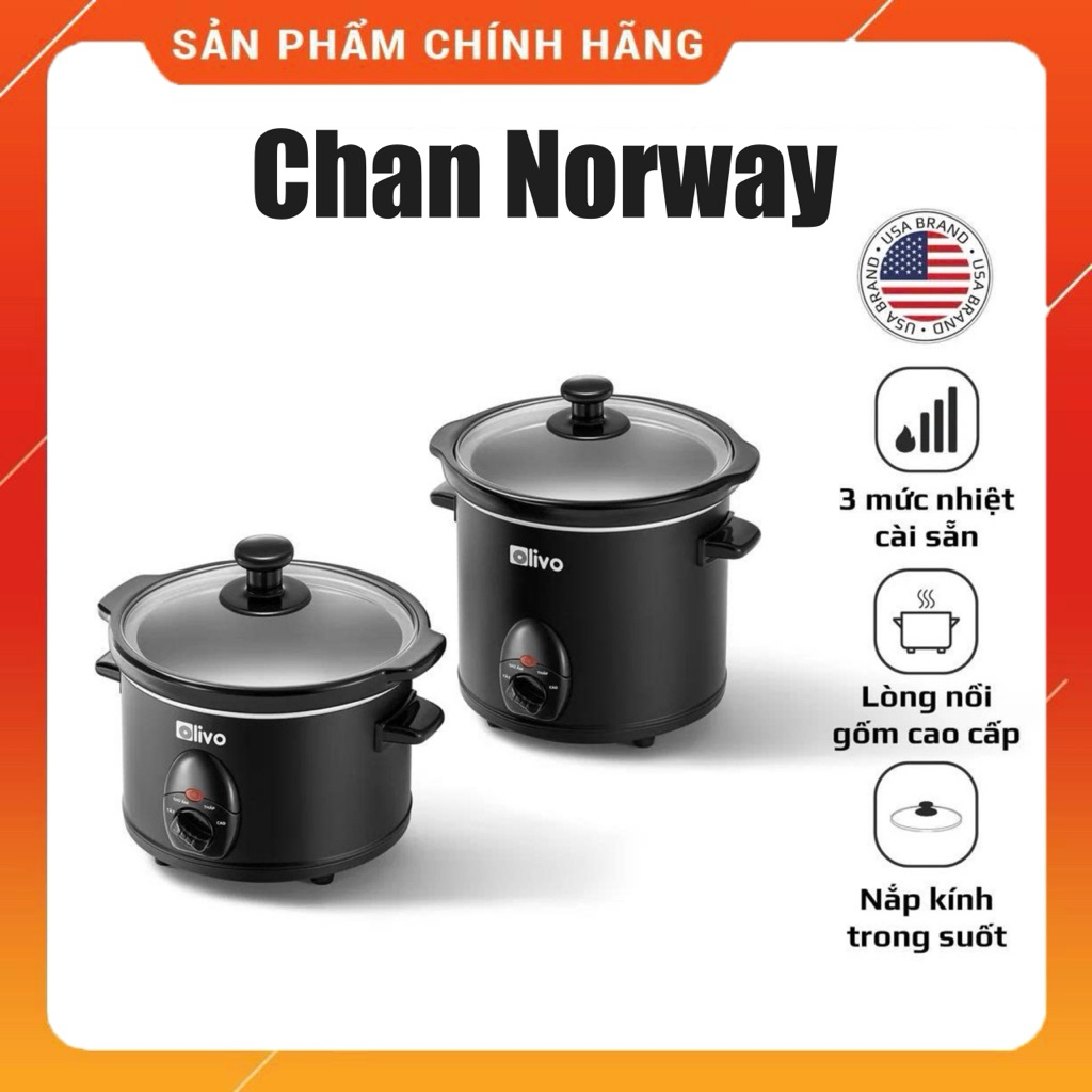[CHÍNH HÃNG] Nồi Nấu Chậm OLIVO SC25/SC30 - Dung Tích 2.5L/3L - Kho Hầm Đa Năng - Bảo Hành 24 Tháng