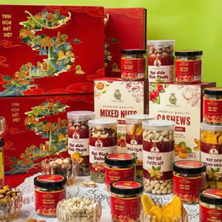  Hộp quà tết hạt dinh dưỡng tốt cho sức khỏe - quà biếu tặng hạt điều macca hạt dẻ cười hạnh nhân hạt óc chó 