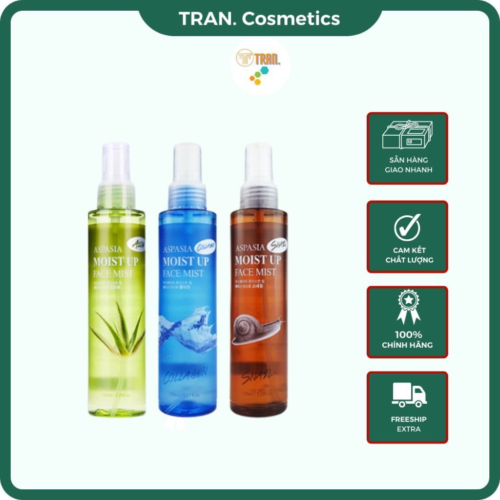 Xịt Khoáng Giữ Ẩm Aspasia, Xịt Khoáng Aspasia Dưỡng Trắng Da Tinh Chất Lô Hội 80% Giúp Giảm Bã Nhờn 