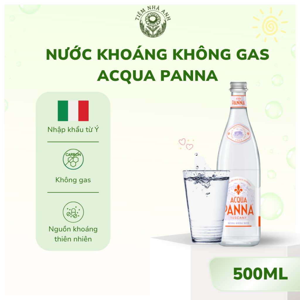 NƯỚC KHOÁNG KHÔNG GAS ACQUA PANNA 500ML | Nước Khoáng Thiên Nhiên Từ Ý