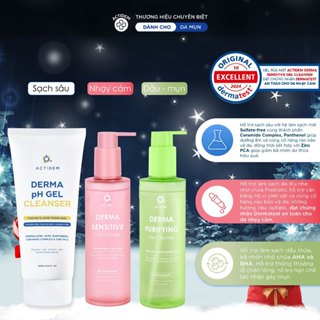  Gel rửa mặt ngừa mụn cho da dầu nhạy cảm da hỗn hợp Actidem Derma pH Sensitive Purifying Gel Cleanser 30 150 200ml 
