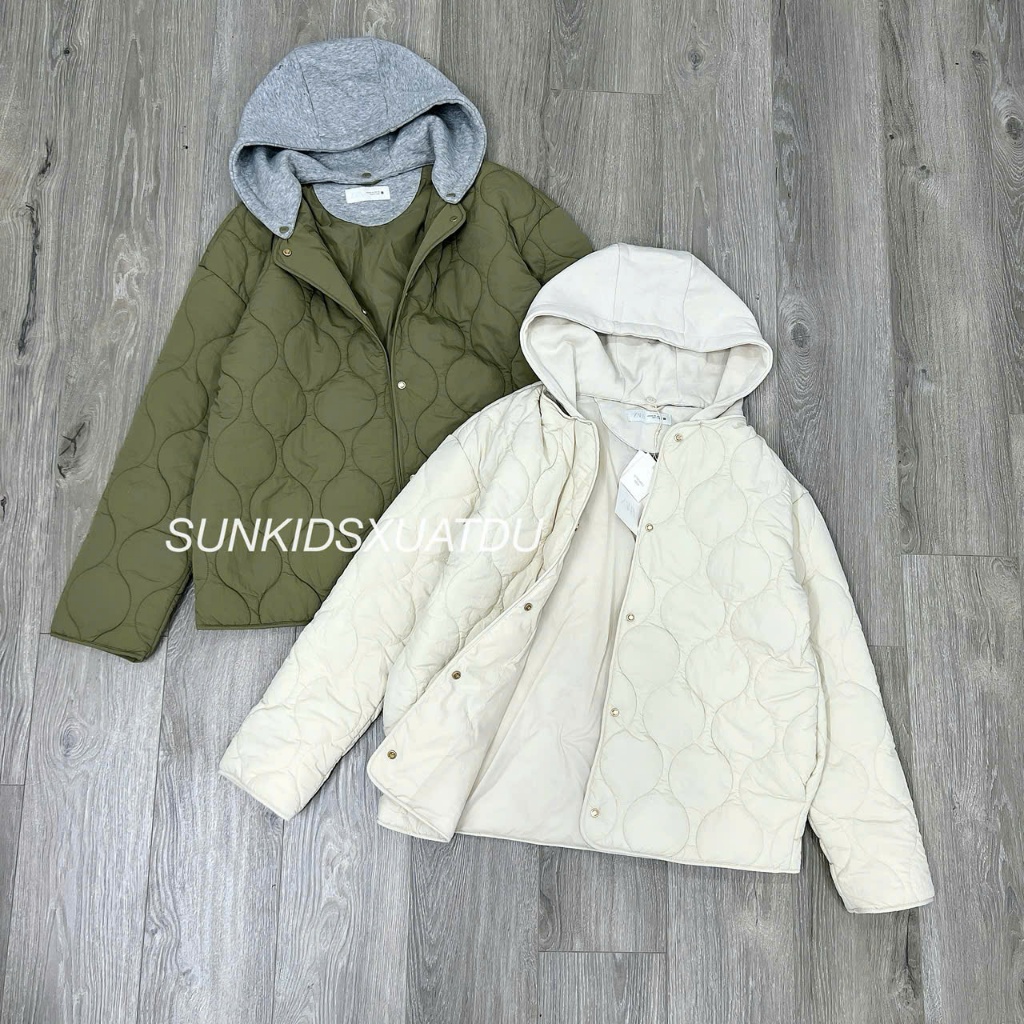 Áo khoác phao nam nữ trần trám siêu nhẹ mũ tháo rời