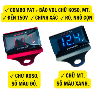 COMBO PAT + ĐỒNG HỒ BÁO VOL V1 10V-150V, chính xác, số rõ, Gắn cho Xe Máy Xe Điện 133, Xmen, Gogo, Vespa