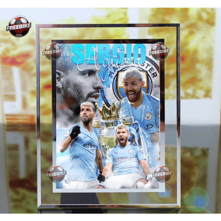 KHUNG POSTER SERGIO AGUERO BẰNG KÍNH PHA LÊ CAO CẤP MẪU 1