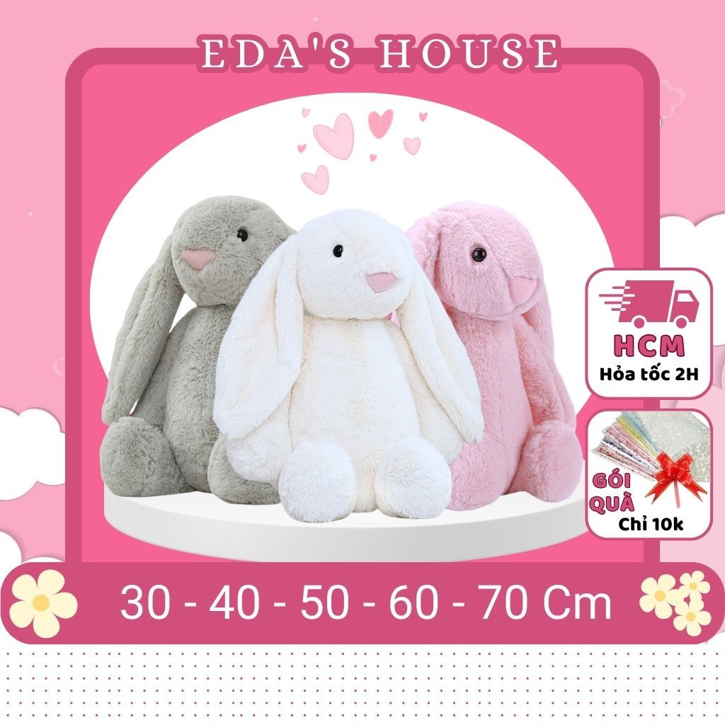 (HCM-Hỏa tốc 2h) Jellycat gấu bông thỏ tai dài, gấu bông jellycat Fullsize Trắng - Xám - Hồng EDA'S 