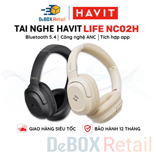  Tai nghe Headphone Bluetooth HAVIT LIFE NC02H BT 5.4 ANC -30dB Driver 40mm App Điều Chỉnh Nghe 50H - Chính hãng 