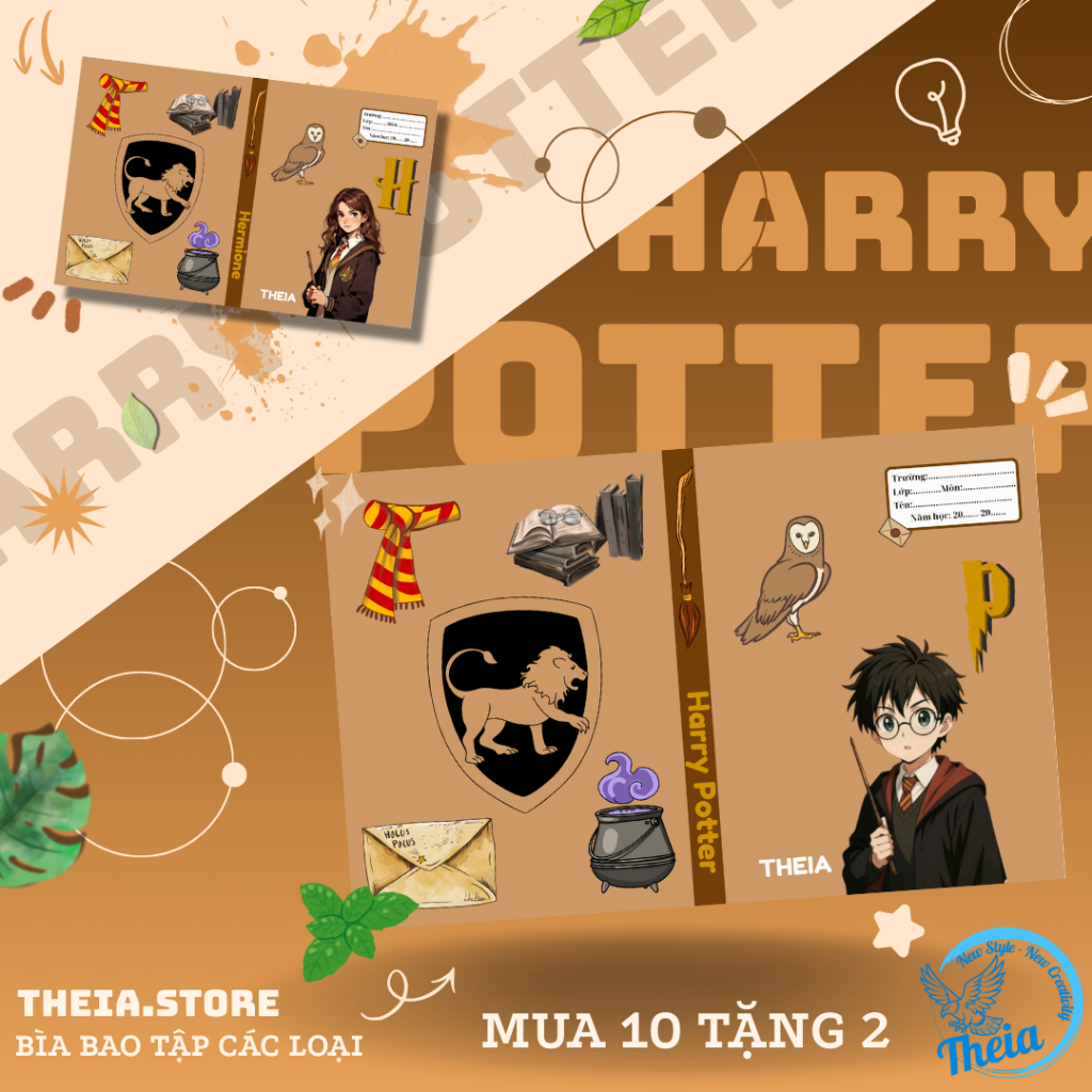 Giấy Bao Tập A5 Lồng Sẵn Bìa Kiếng Chủ Đề Harry Potter Bao Vở Học Sinh | THEIA STORE