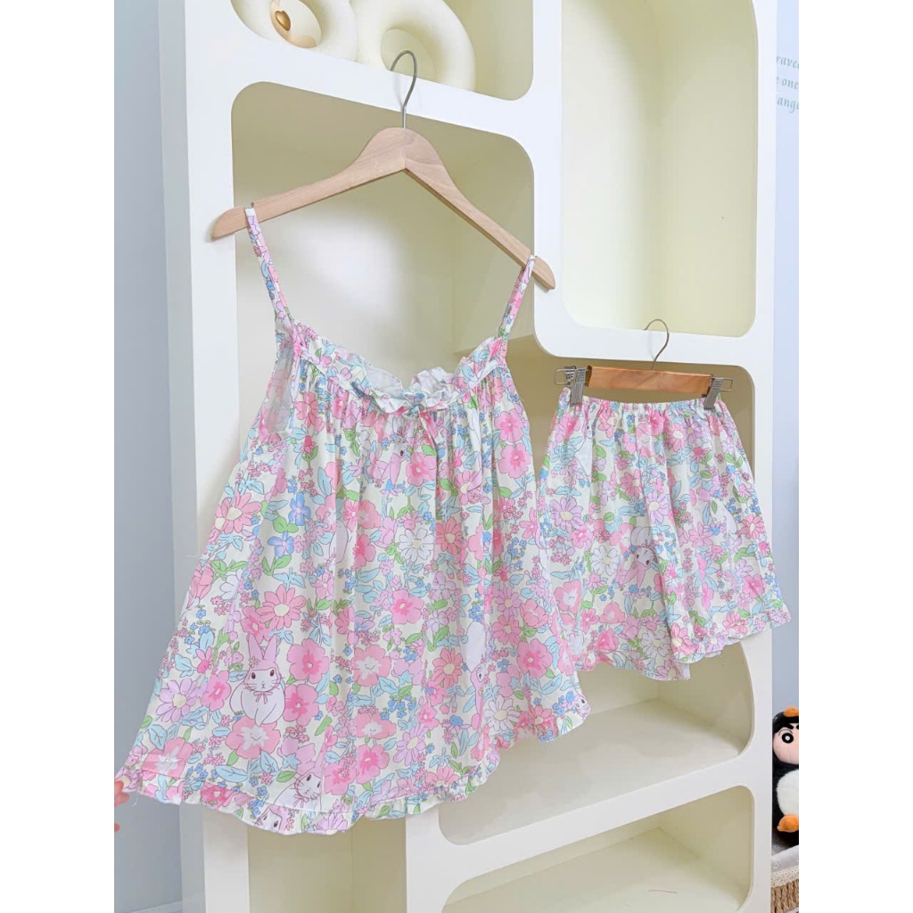 (CÓ BIGSIZE) Đồ bộ vải TOLE đồ ngủ hai dây nhiều họa tiết dễ thương (40-75kg) | BigBuy360 - bigbuy360.vn