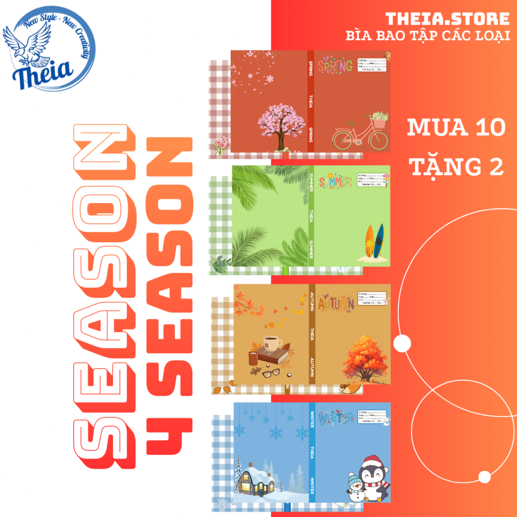 Giấy Bao Tập A5 Lồng Sẵn Bìa Kiếng Chủ Đề 4 Mùa Bao Vở Học Sinh | THEIA Store