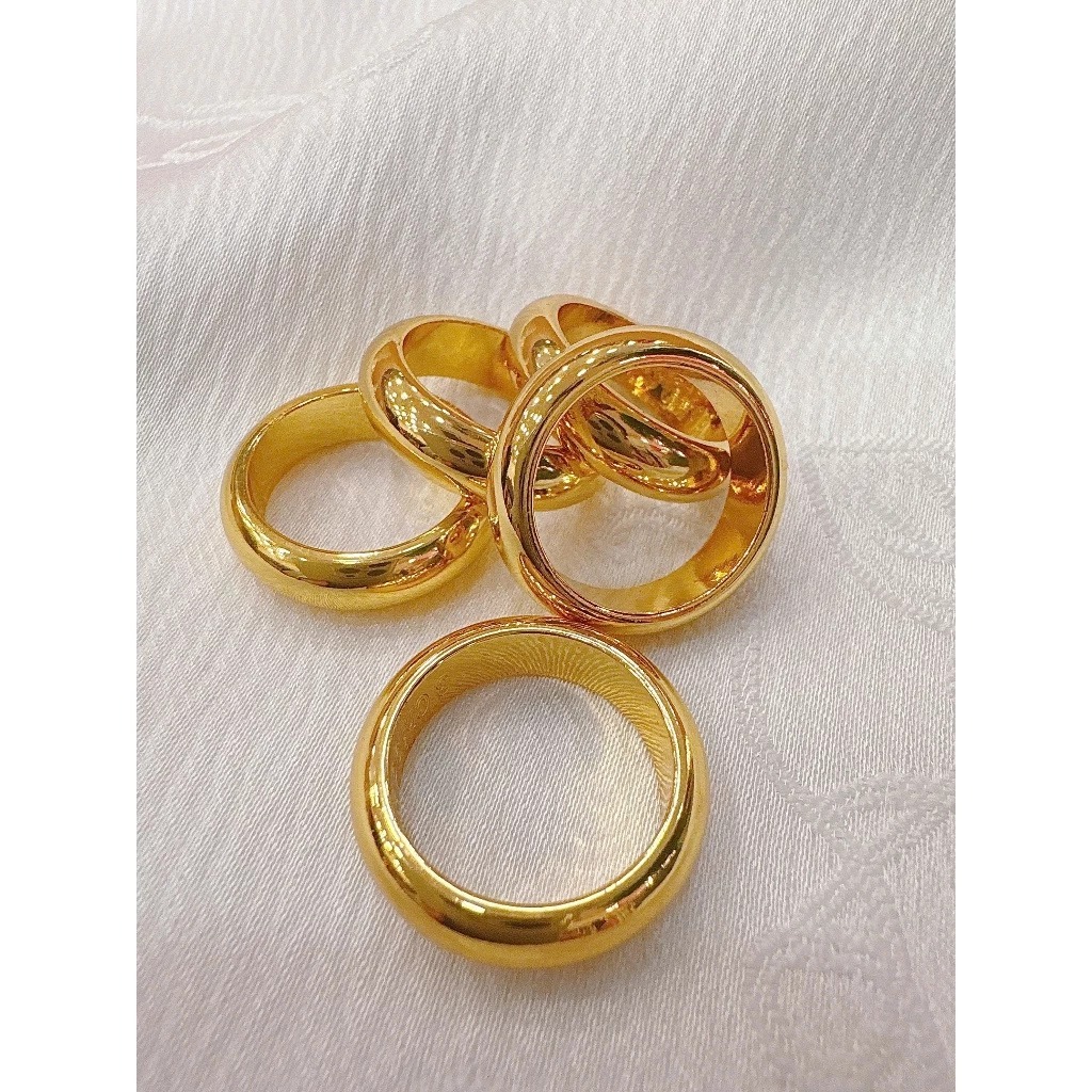 Nhẫn Trơn Titan Mạ Vàng Khắc Số Chỉ Vàng – 0.5/1/2/3/5 Chỉ, Kèm Hộp Quả Quýt