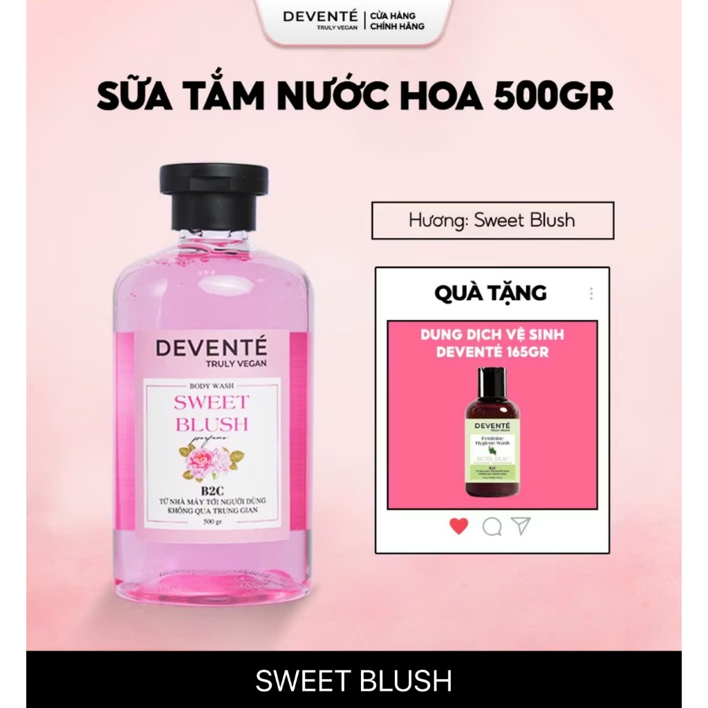 [Pass KOC 99%][Đã Mở Seal] Hương Sweet Blush - Sữa Tắm Nước Hoa DEVENTE Hương Nước Hoa Lưu Hương Lâu
