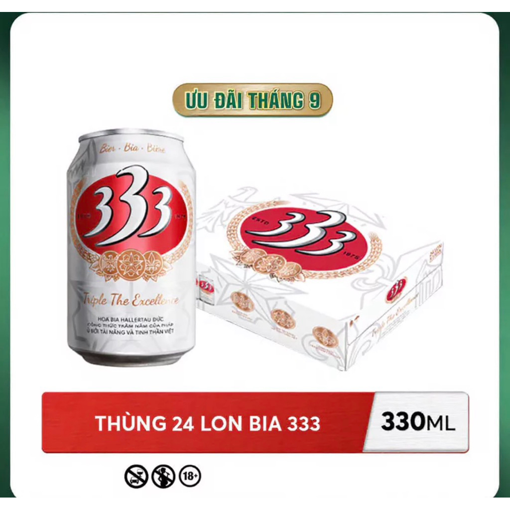 Bia 333 thùng 24 lon bia 330ml