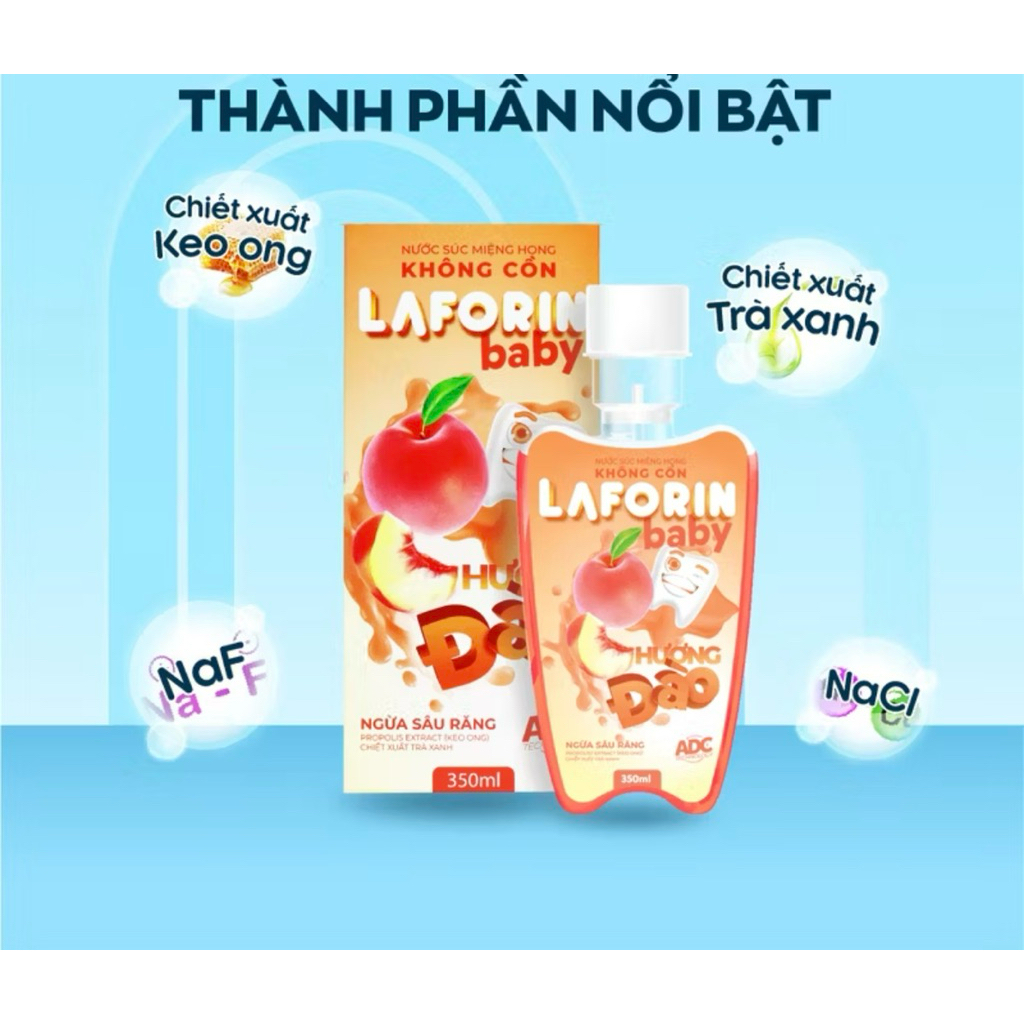 Nước Súc Miệng Trẻ em LAFORIN BaBy Hương Đào ngừa Sâu Răng 350ml