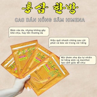 Combo 5 Gói (100 Miếng) Dán Sâm giảm đau Himena Vàng Hàn Quốc - giảm đau nhanh hiệu quả