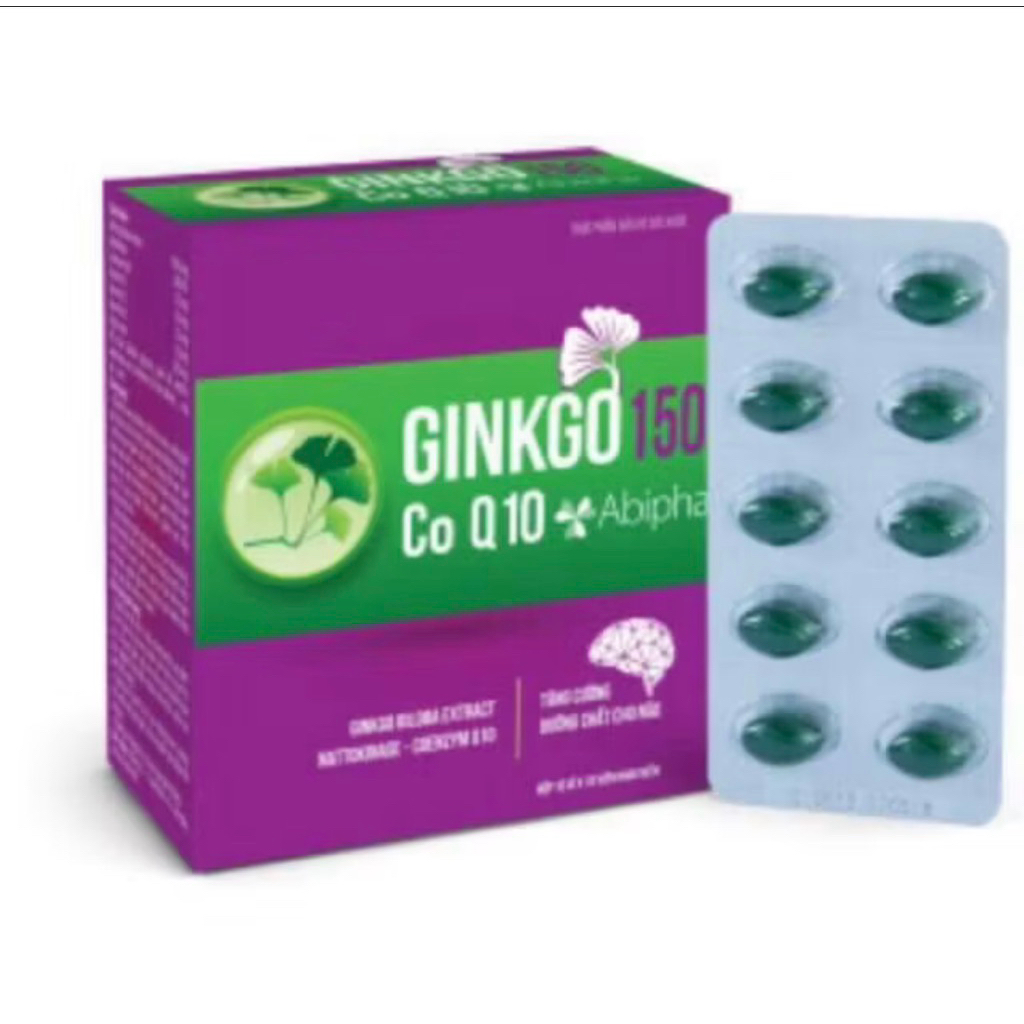 Viên uống bổ não Ginkgo 150 coQ10 abiphar hộp 100 viên