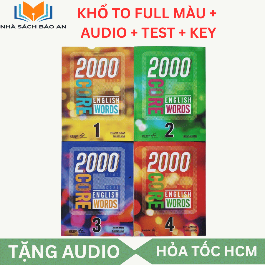 Sách nhập - 2000 core English words Trọn bộ 4 quyển  full màu khổ to đẹp + audio + key + test