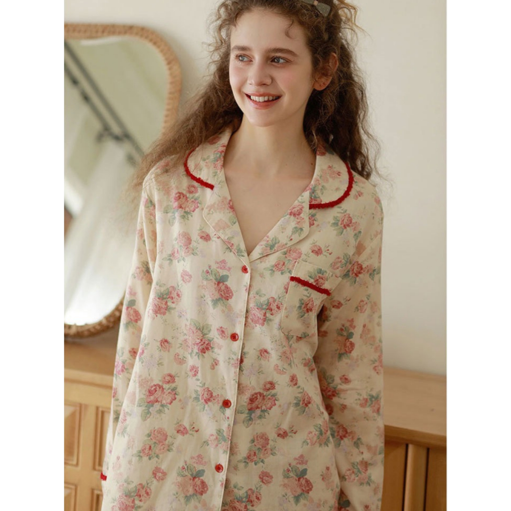 After Bath - Bộ Pyjama Cotton Crimson Peony - PJ234