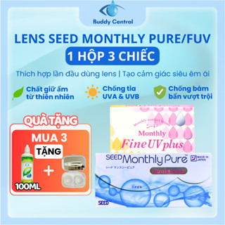   Hộp 3 chiếc  Lens Seed 1 tháng không màu Monthly FineUV Plus Pure moisture - Buddy Central 