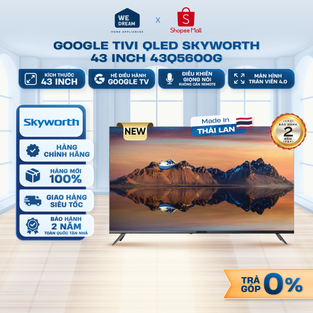 43Q5600G - Google TV QLED Skyworth 43 Inch 43Q5600G - Hàng Chính Hãng, Mới 100%