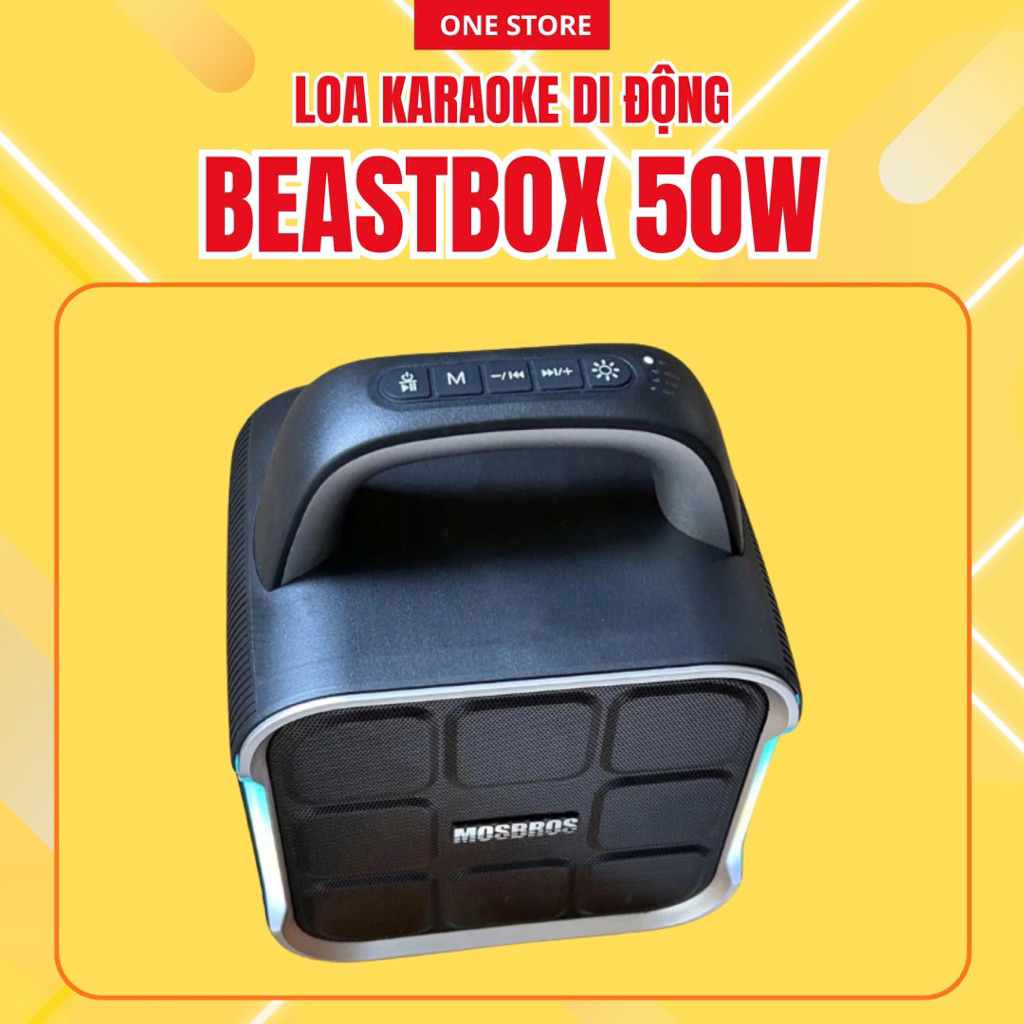 [HÀNG CHÍNH HÃNG] Loa BeastBox 50W Karaoke Di Động 🎤 2 Micro Không Dây, Đèn RGB,Bluetooth/USB/TF/AUX | BigBuy360 - bigbuy360.vn