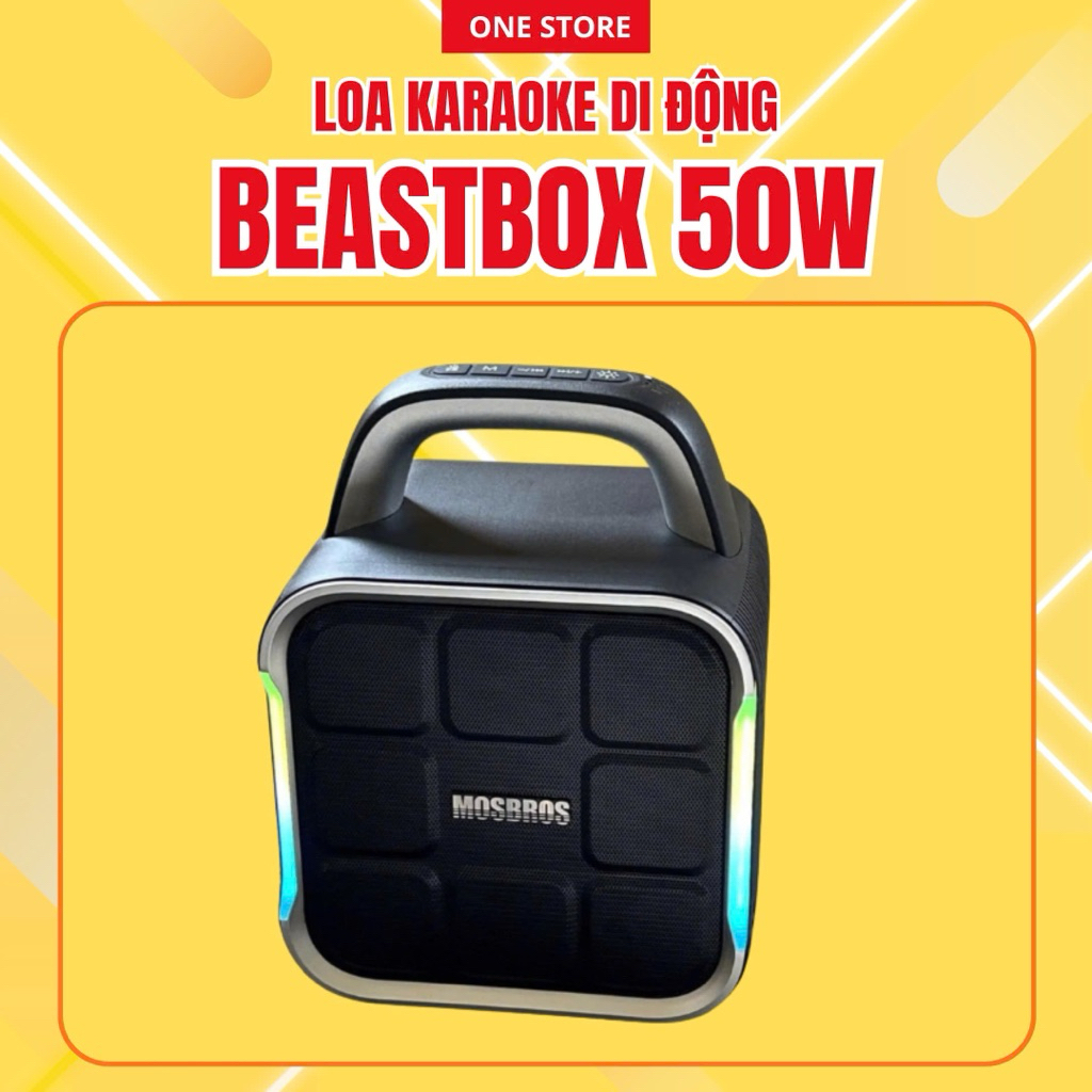 [HÀNG CHÍNH HÃNG] Loa BeastBox 50W Karaoke Di Động 🎤 2 Micro Không Dây, Đèn RGB,Bluetooth/USB/TF/AUX | BigBuy360 - bigbuy360.vn