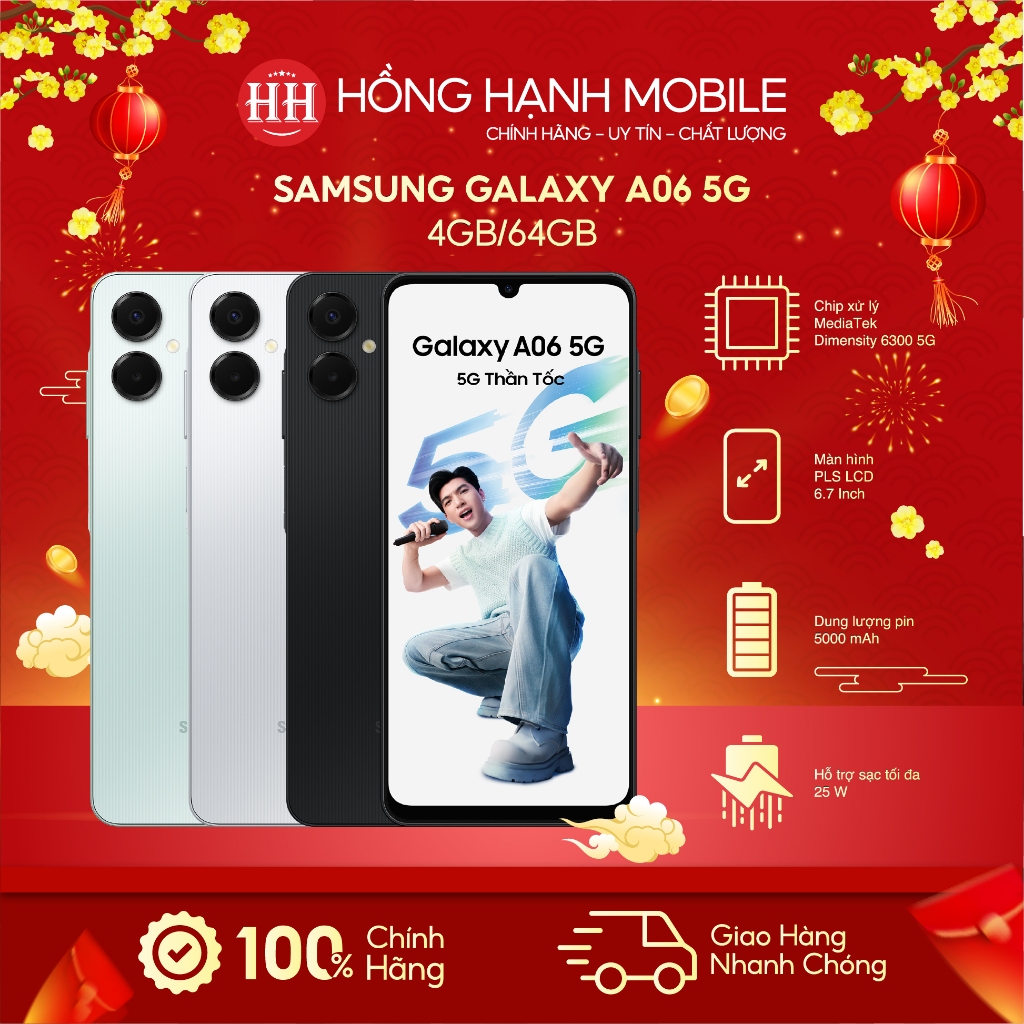  Điện Thoại Samsung Galaxy A06 5G 4GB 64GB - Hàng Chính Hãng 