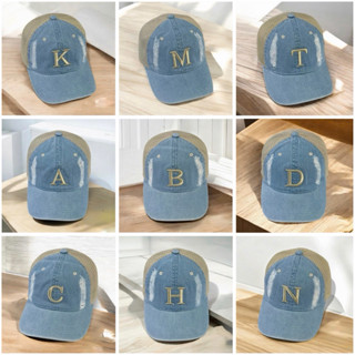 Mũ Jean phối lưới thêu chữ Cái A B C D T H N M K L Q P S V ( nón kết lưỡi trai thời trang nam nữ )