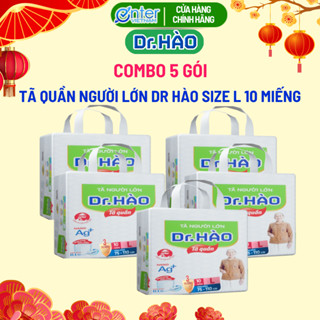 Tã Bỉm Quần Người Lớn Dr. HÀO Size L Gói 10 Miếng Kháng Khuẩn Khử Mùi (5 Gói)