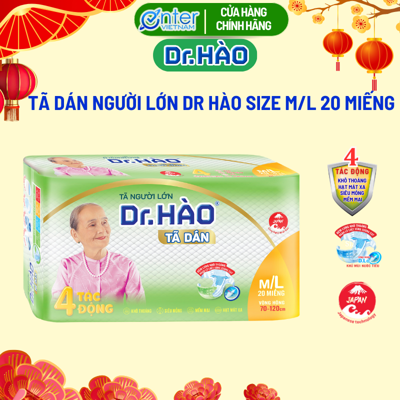 Tã Dán Người Lớn Dr. HÀO Size M/L 20 Miếng Thấm Hút Nhanh (1 gói)