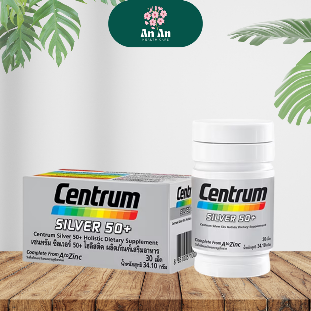 CENTRUM SILVER 50+ (từ 50 tuổi) - Hộp 30v bổ sung hơn 20 vitamin& khoáng chất tăng cường sức đề khán