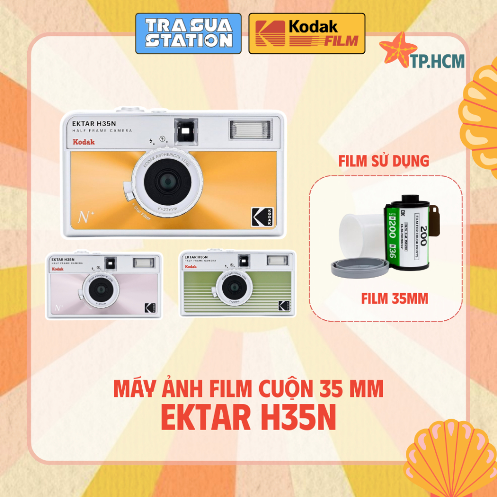 Máy ành film Half frame Kodak Ektar H35N - chụp nửa khung hình tiết kiệm film - có flash