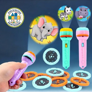  Đèn pin chiếu hình 80 hình động vật nghộ nghĩnh 3d sắc nét cho bé 1 2 3 4 tuổi 