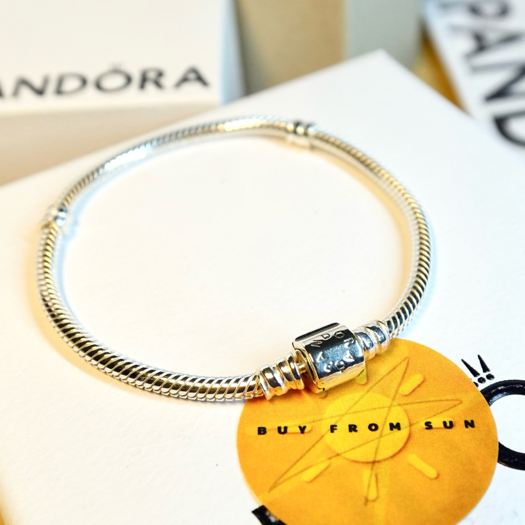 CHÍNH HÃNG - Pandora Moments Snake Chain Bracelet (Barrel Clasp, Silver Sterling) - Vòng/lắc tay bạc