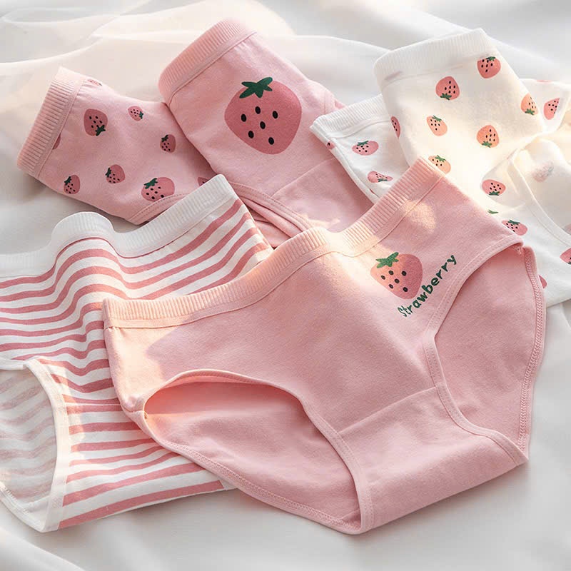 Sét 5 Quần Lót Cotton Mềm Mịn Co Dãn 4 Chiều Quả Dâu CuTe 0716 { C413 }